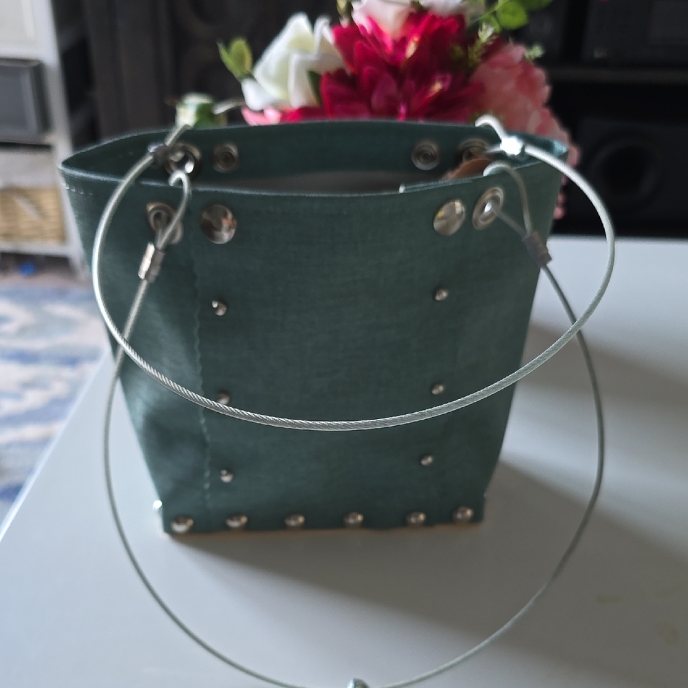 Elegant Teal Tote with Silver Accents